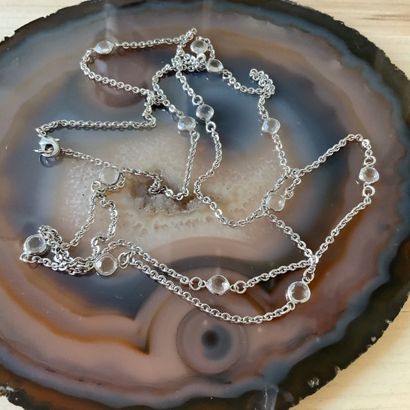 Cookie Lee dangle chain earrings long silver cz necklace - Picture 4 of 4